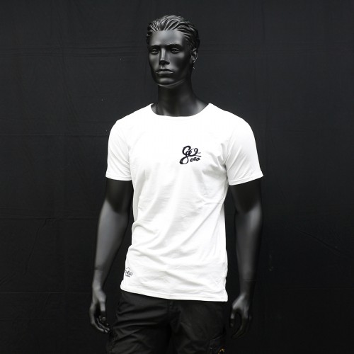 T-Shirt wit met zwarte opdruk (M)